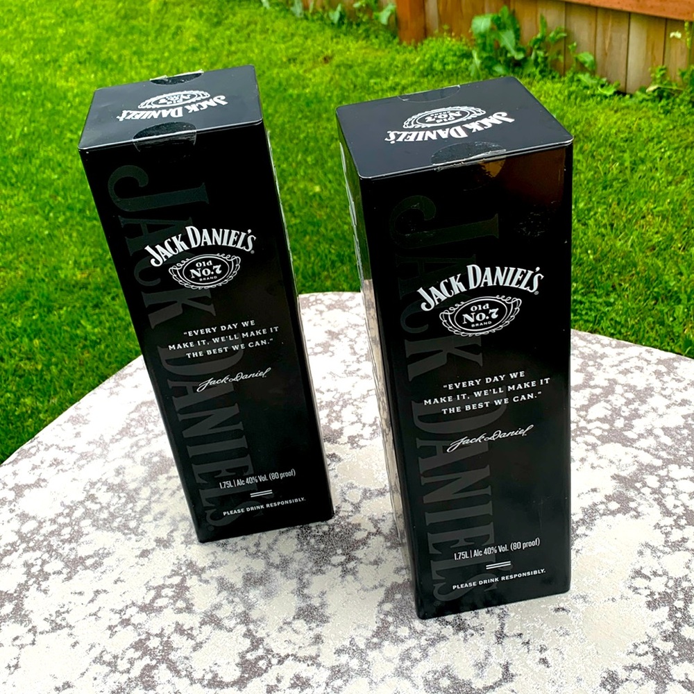 Tin container collectible Jack Daniels black white